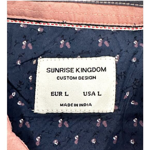 Sunrise Kingdom Men’s Pink & Pineapple Button Down Shirt Men's Size L Excellent - Picture 3 of 11